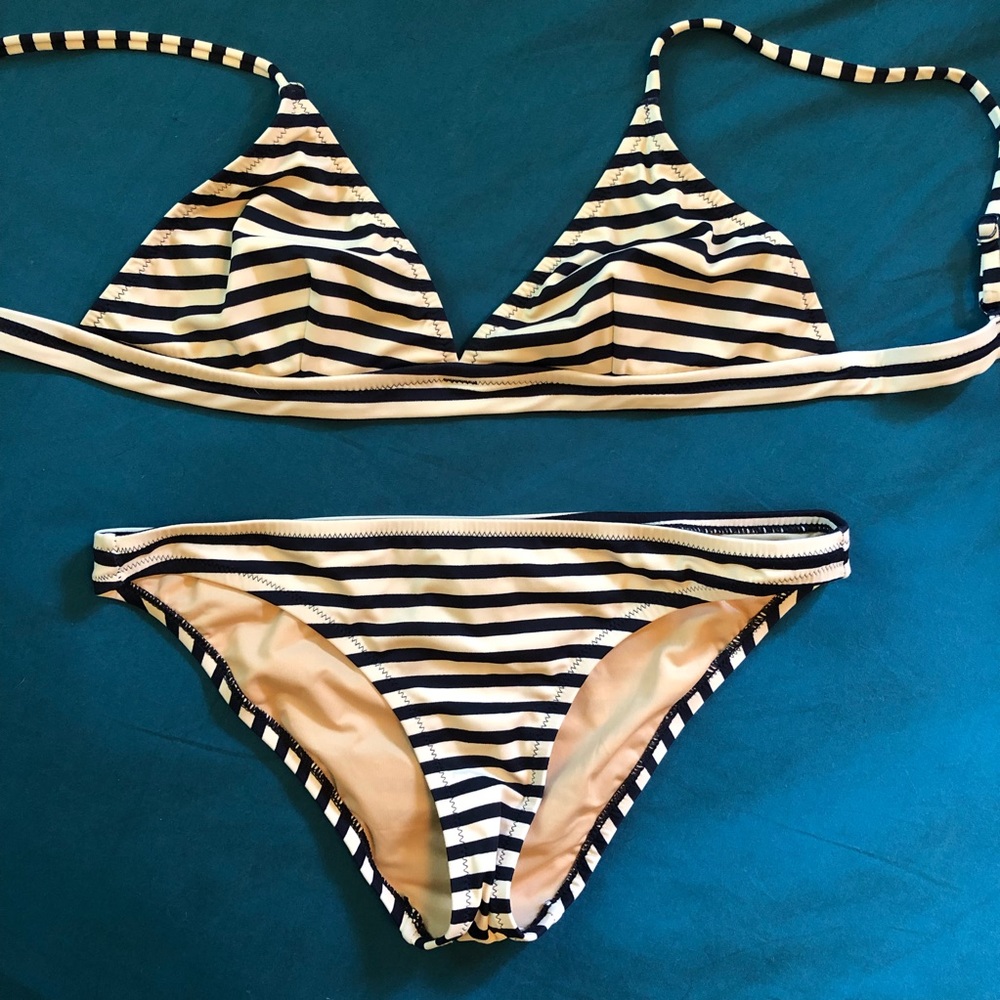 J. Crew Cream and Navy Bikini